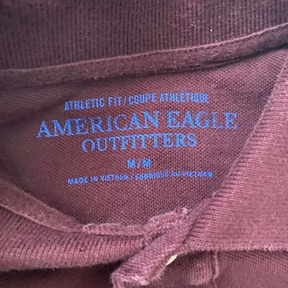 American Eagle outfitters men M 2 button polo athletic fit burgundy - Picture 5 of 9